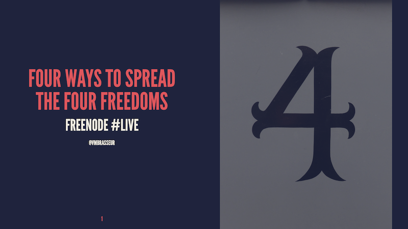 Title slide: Four ways to spread the four freedoms