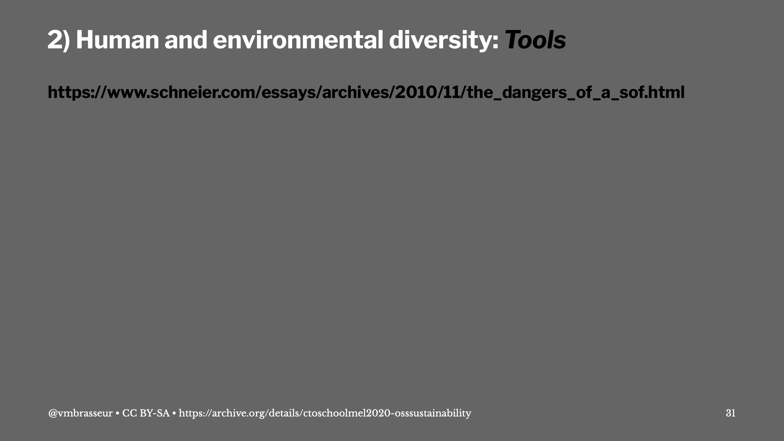 2) Human and environmental diversity: Tools.